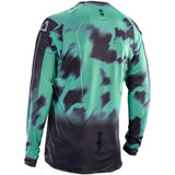 A long-sleeve athletic jersey shown from the back, featuring a green and black tie-dye pattern with white line details and a white number 1 on the upper left shoulder.