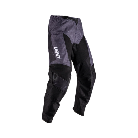 Gray and black pants with Leatt branding on a white background